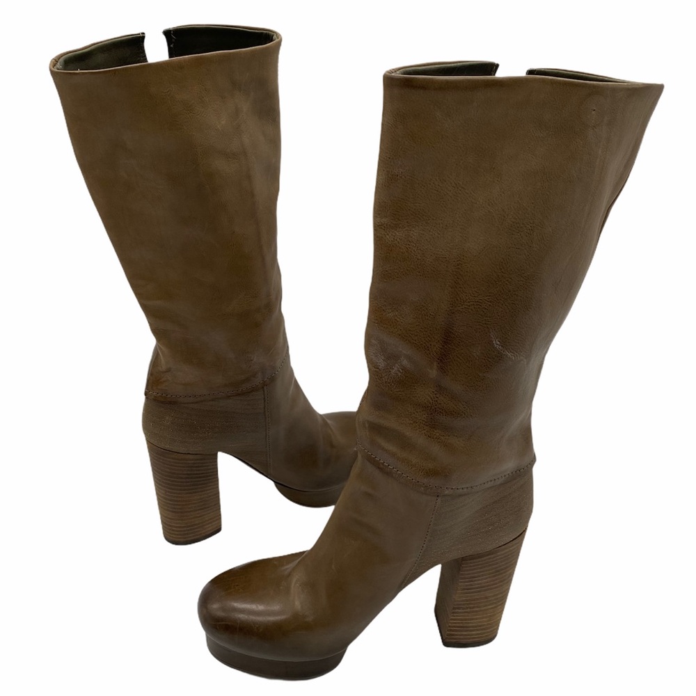 Vic Matie Platform Knee High Leather Boot Brown